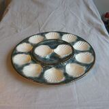 Oyster dish in majolic or dabbling for 12 shells