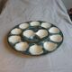 Oyster dish in majolic or dabbling for 12 shells