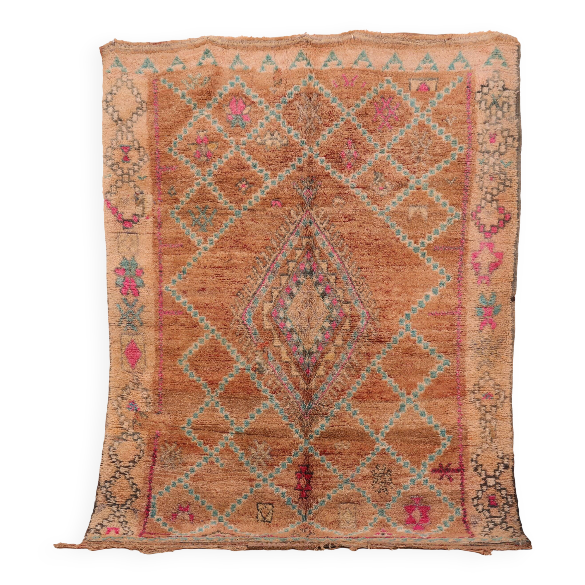 Peach Vintage Moroccan Rug 170 x 230 cm, Berber Wool Rug, Handmade Boho Rug