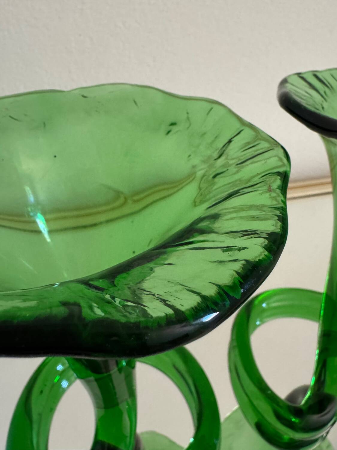 Blown glass cone vases from the 60s