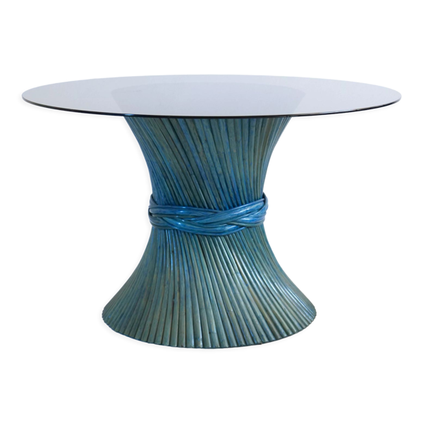 Table bambou Mc Guire lazure bleutée — Beyit