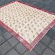 Beige & Burgundy Bordered  Floral Turkish Rug, Neutral Wool Rug, 194x290 Cm