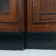 Art Deco walnut birdseye maple Amsterdam school cabinet with glass doors, 1930s