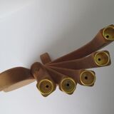 Wooden Swedish design 1970s candle holder (5 candles)  designed by Carl Nelson for Ta i Trä, Uppsala