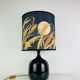 "Fig" lamp, black ceramic and silk shade, 1960s.