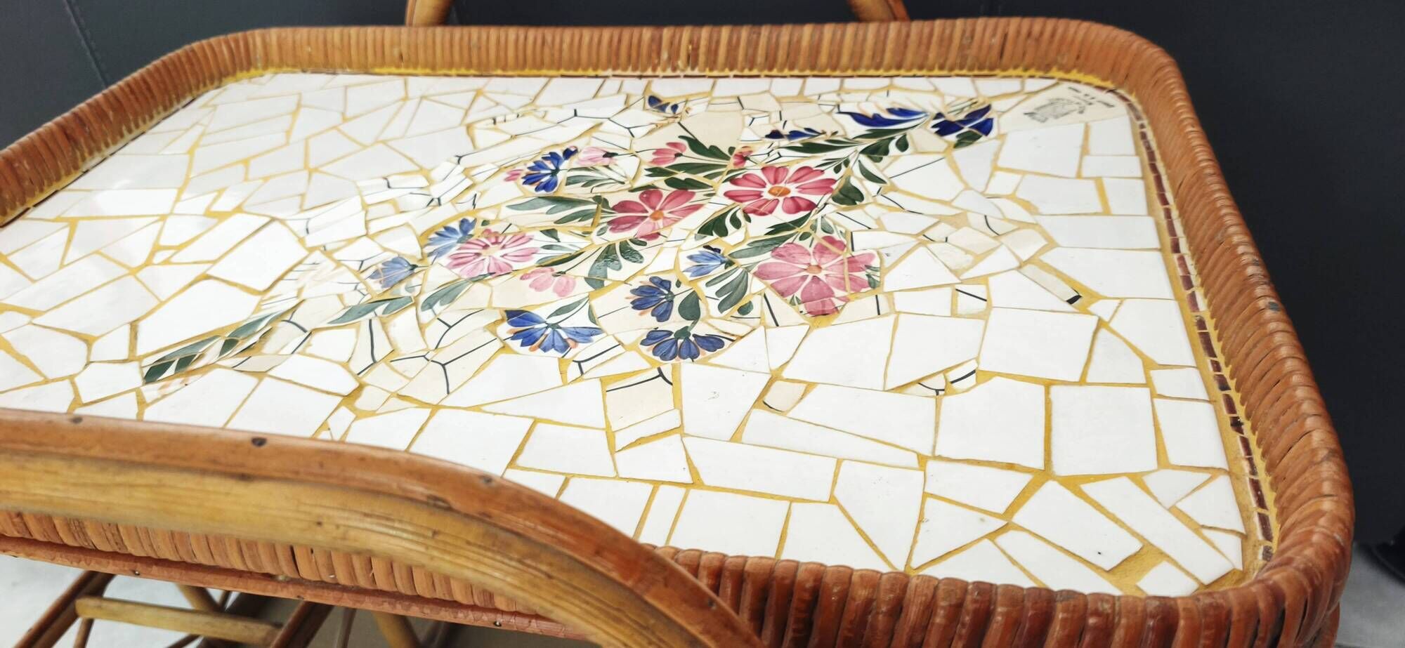 1950s bar chariot - ceramic tray from saint amand