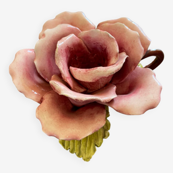 Rose-shaped earthenware candle holder