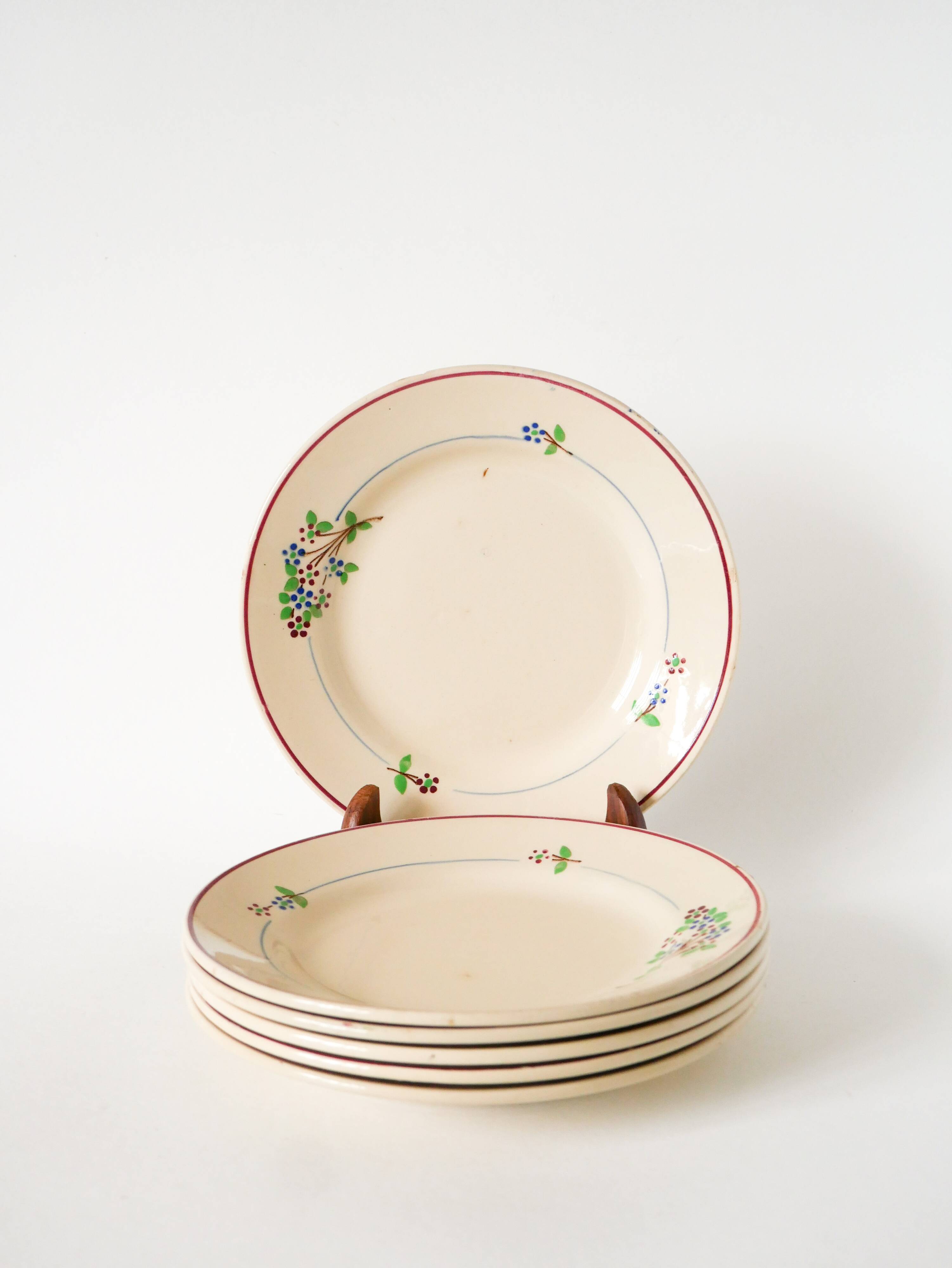 Set of 6 dessert plates Moulin des Loups, Model "Isabelle", 1950