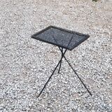 Side table in black perforated metal rigitulle from the 50s