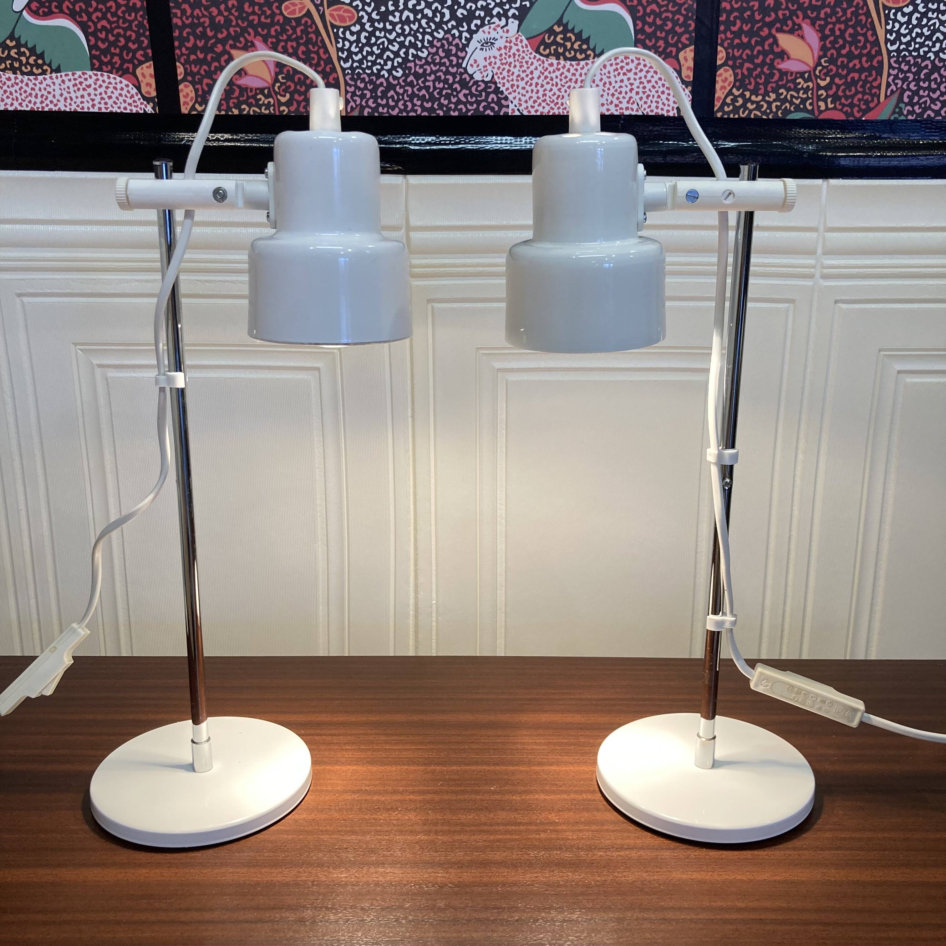 Pair of modular metal lamps, Scandinavian design.