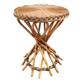 1950s mid-century rattan side table