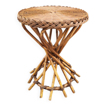1950s mid-century rattan side table