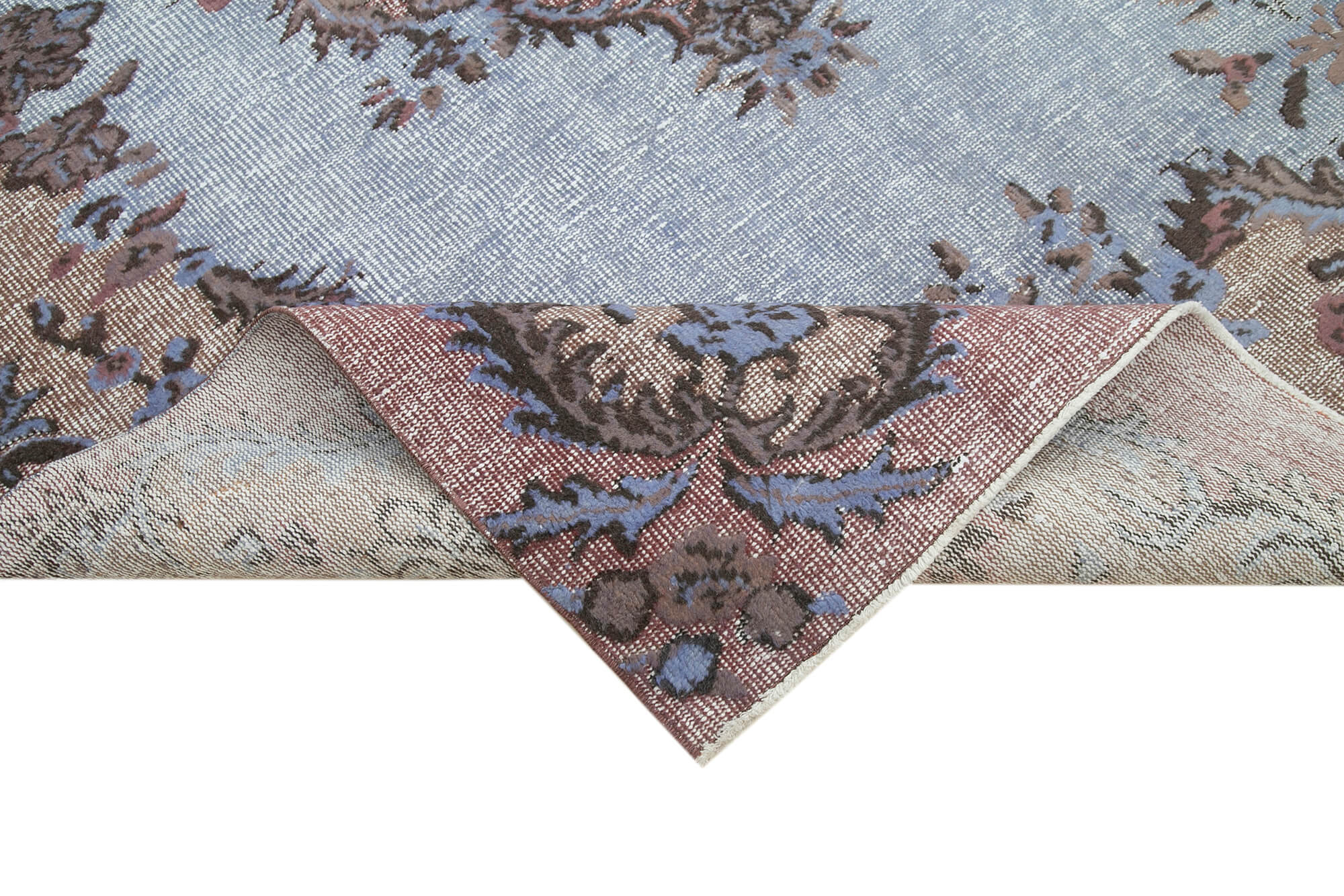 Handmade oriental 1980s 187 cm x 285 cm blue rug