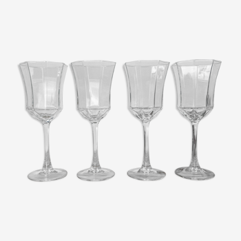 4 octagonal shaped water glasses octime Luminarc 80s