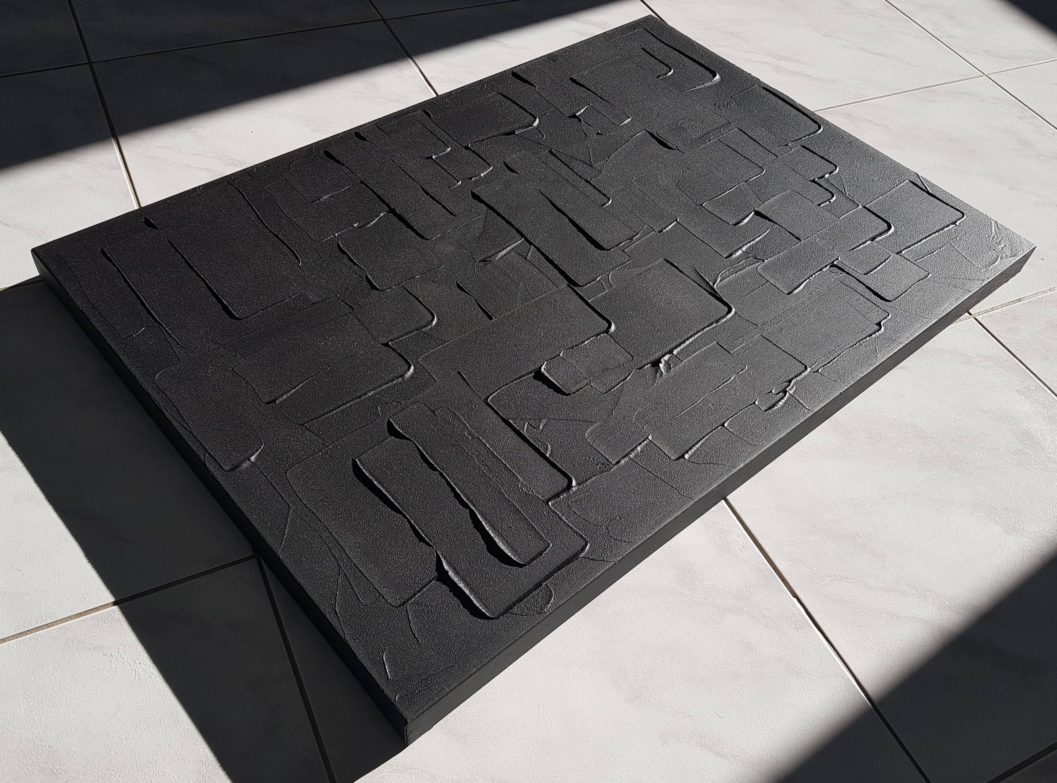 Tableau abstrait peinture monochrome noir