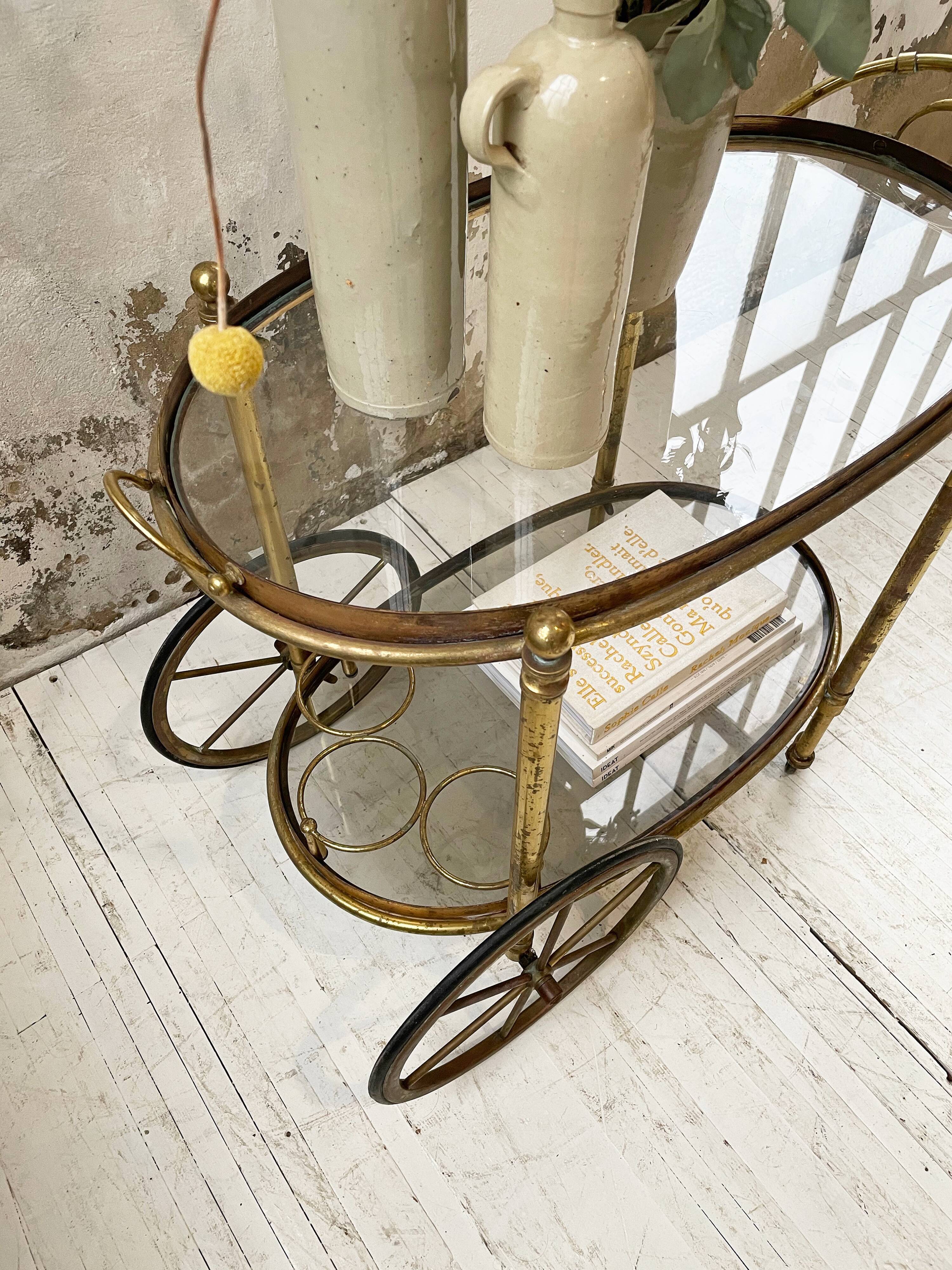 Cart serves brass bar