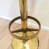 Tabouret de bar en laiton et cuir, Italie milieu XXème