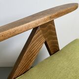 Vintage Mid-Century Modern Armchair: Lime Green Fabric and Beech Wood Frame
