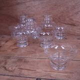 9 vintage engraved champagne glasses 1950