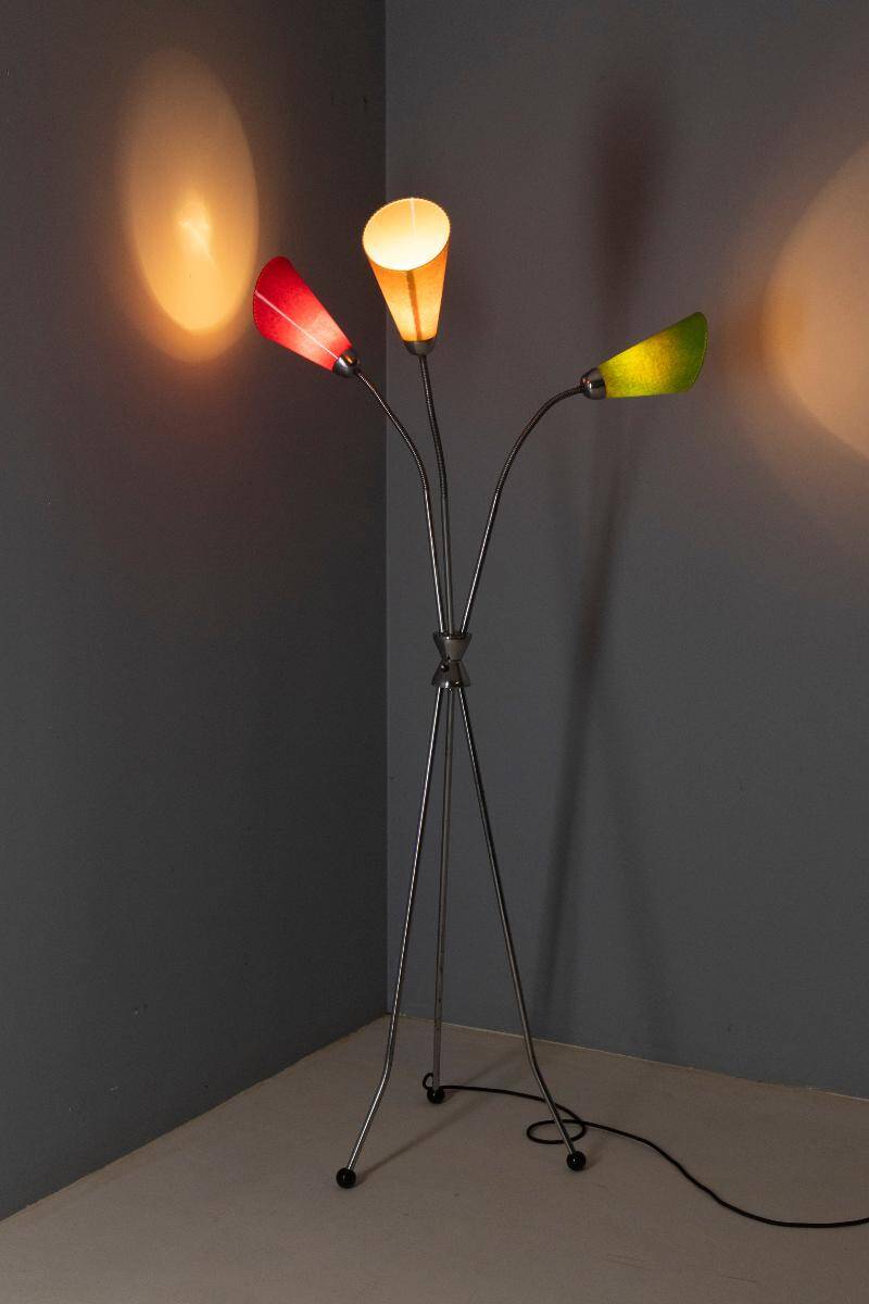Three-armed floor lamp, Lidokov, 1950s–1960s, Czechoslovakia
