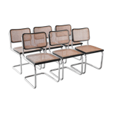 Set of 6 black Cesca B32 chairs by Marcel Breuer