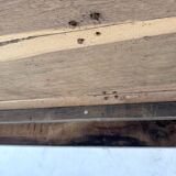 XL farmhouse table in solid oak, brutalist style, 20th century.