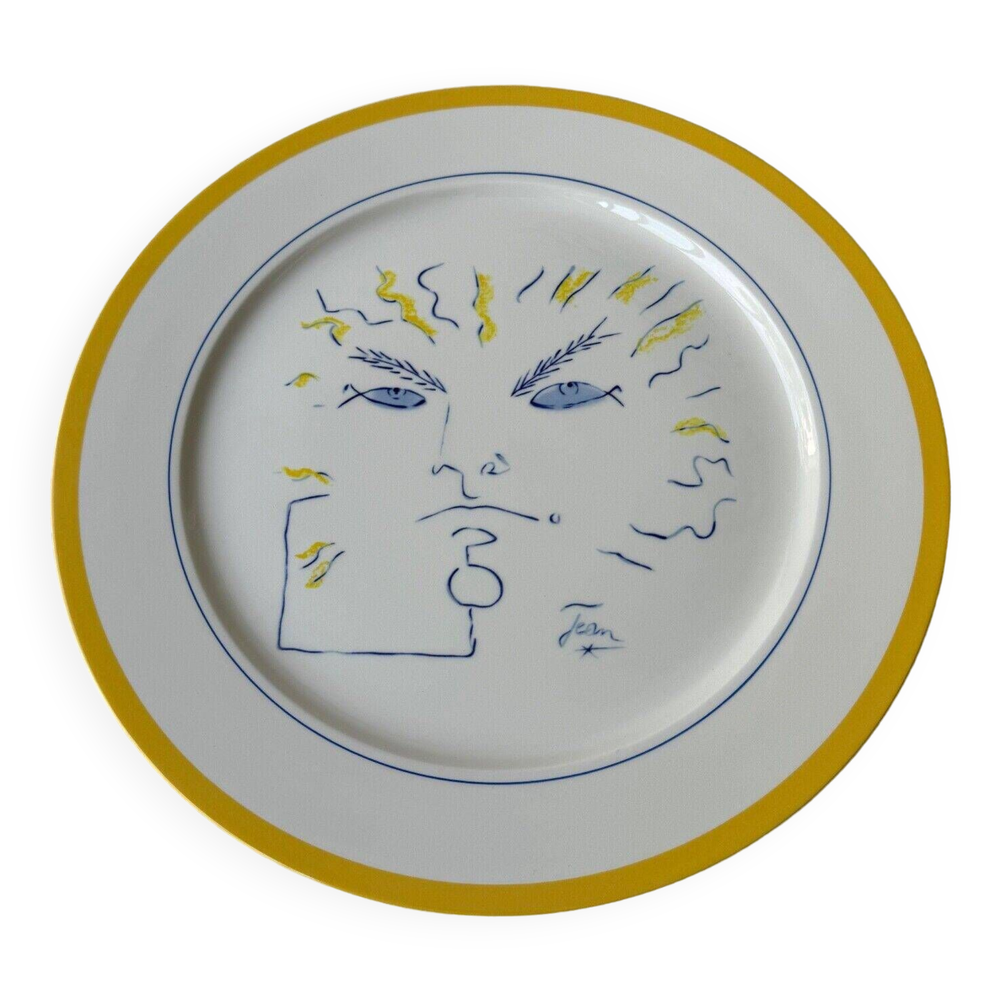 Plate drawing by Jean Cocteau Villeroy & Boch Jean-Claude Goumard