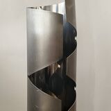 Grande lampe sculptural en métal chormé et brossé, design 1970