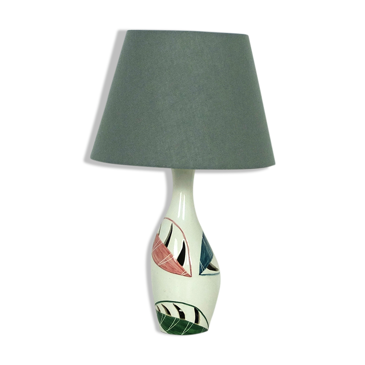 Hand painted ceramic table lamp, Mid-Century, Italy 1950s