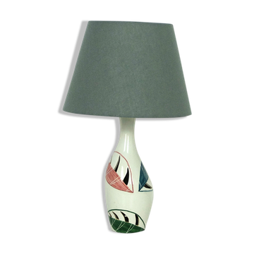 Lampe de table en céramique peint à la main, Mid-Century, Italie 1950s