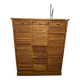 Old filing cabinet with triple curtains