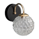 Globe wall light in moulded glass, brass swan collar, circa 1950