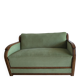 2-seater Art Deco sofa — Wooden frame, sage green fabric