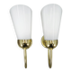 Pair of Brass Opaline Wall Lights by Kamenický Šenov, 1970s
