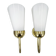 Pair of Brass Opaline Wall Lights by Kamenický Šenov, 1970s