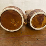 Set of 3 Barrel-Shaped Pitchers in the RÉVOL Style, Vintage Flamed Ceramic