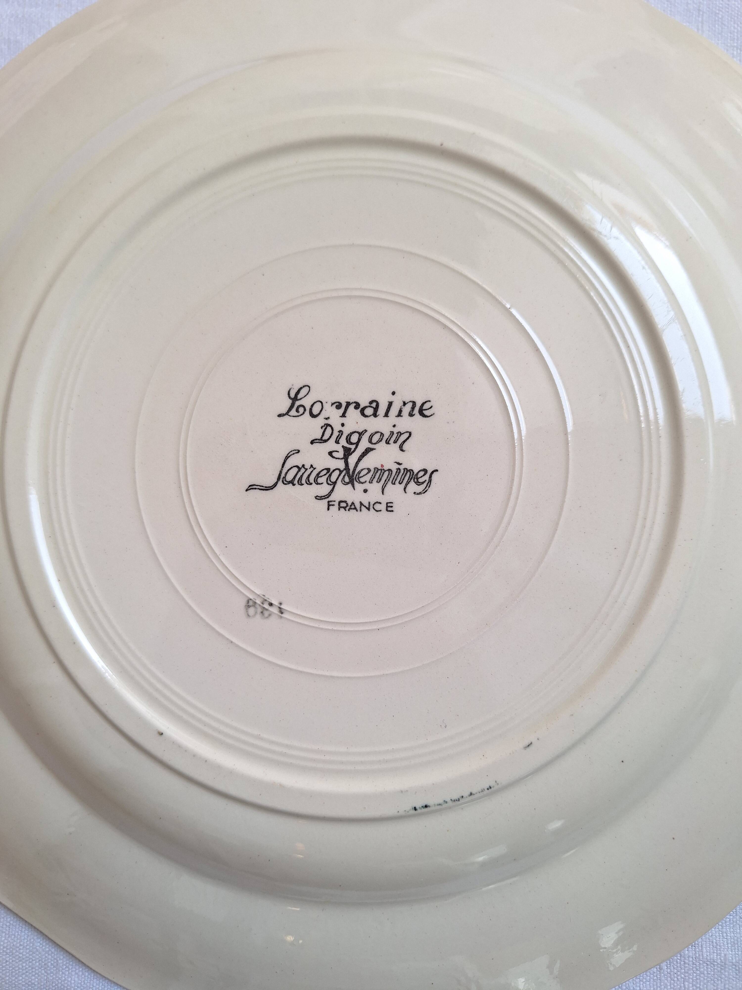 Assiettes plates Digoin Sarreguemines Modèle Loraine