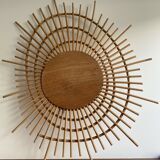 Mirror soleil in ratin 1970 french design 65x84cm