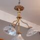 Chandelier in gilded bronze late 19th century around 1900 holophane glassware