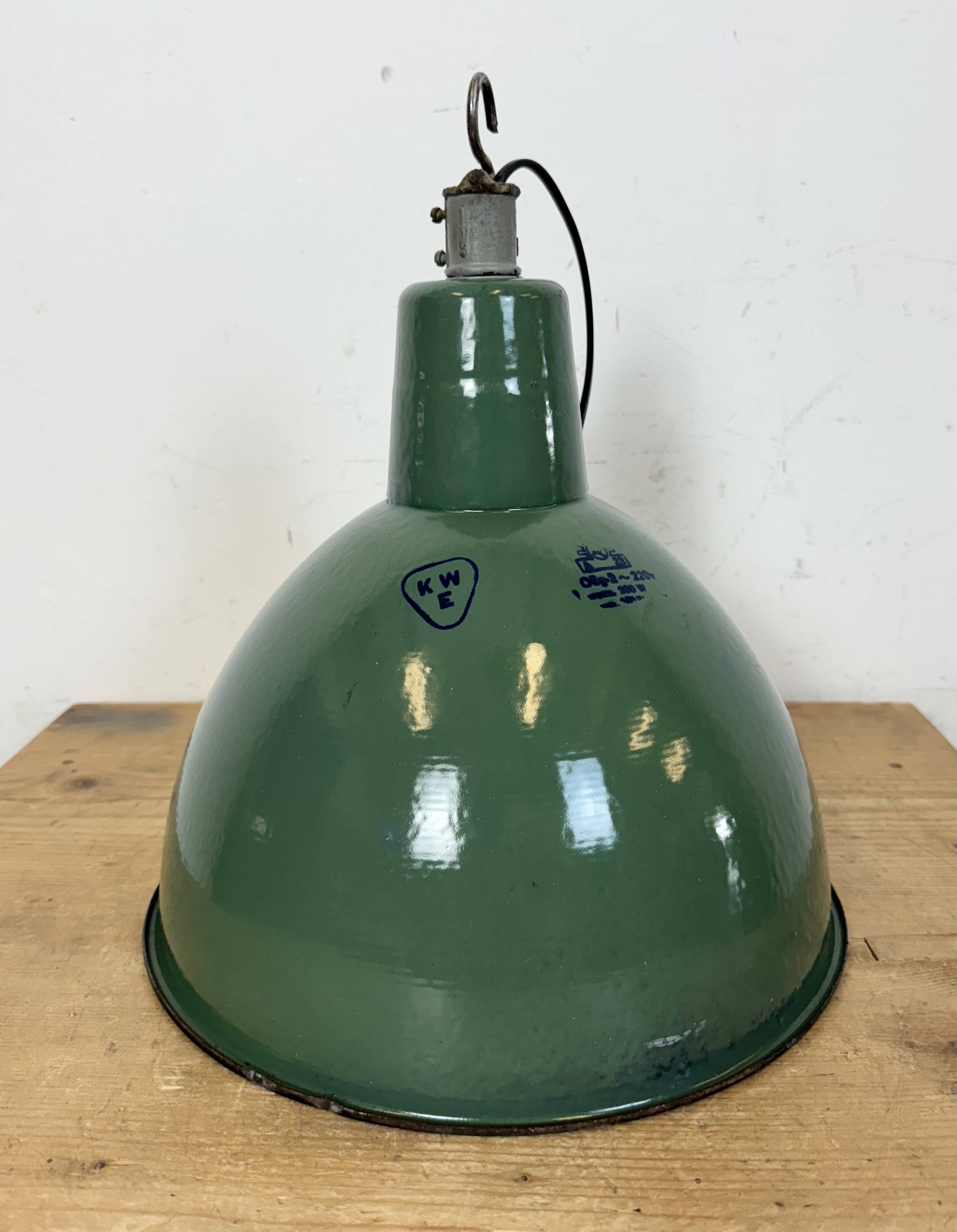 Industrial Green Enamel Factory Pendant Lamp, 1960s