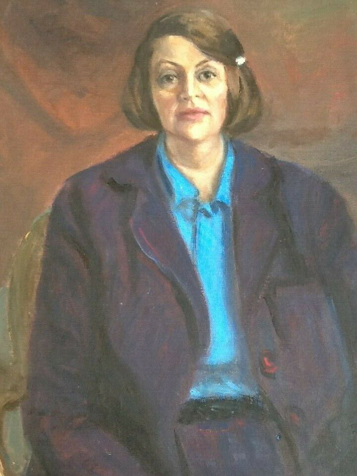 Painting painting on cardboard panel int-case J. Binet Portrait Woman