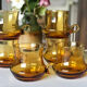 6 mugs in amber glass 1970s