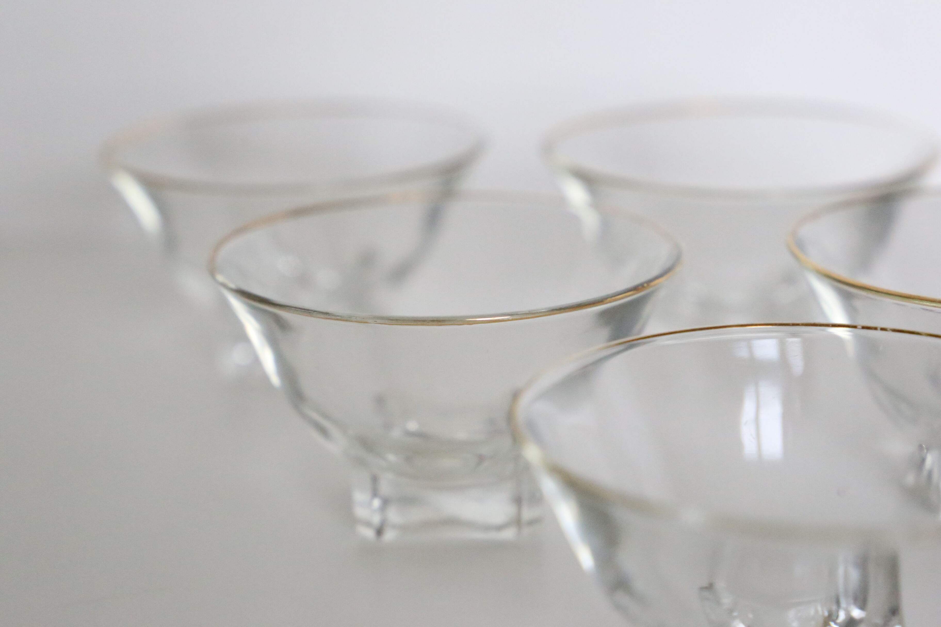 Set of 5 champagne glasses without foot, bistro style