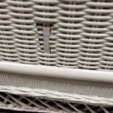 White rattan chest of drawers and bedside table