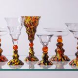 Vintage Six-Piece Stemmed Glass Set, 1950s–1970s