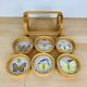 6 rattan coasters, butterflies, with basket