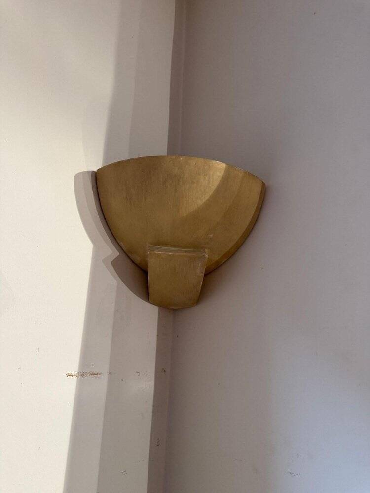 Art Deco wall lights in patinated plaster, France, 1925, set of 3