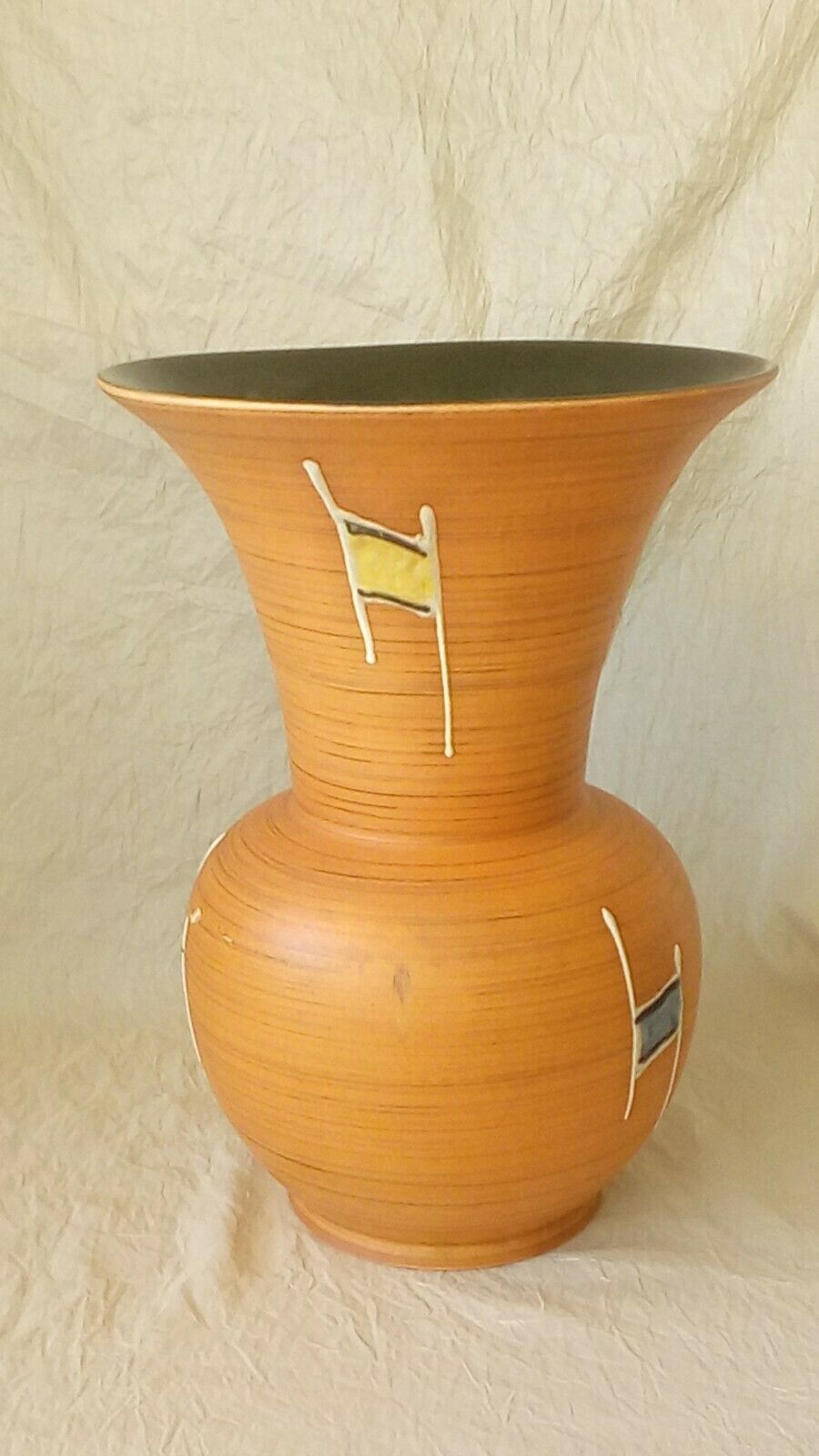 Ceramic vase terracotta years 50' vintage decor emaillee