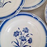 Hollow earthenware plates fb Badonviller décor vintage blueberries