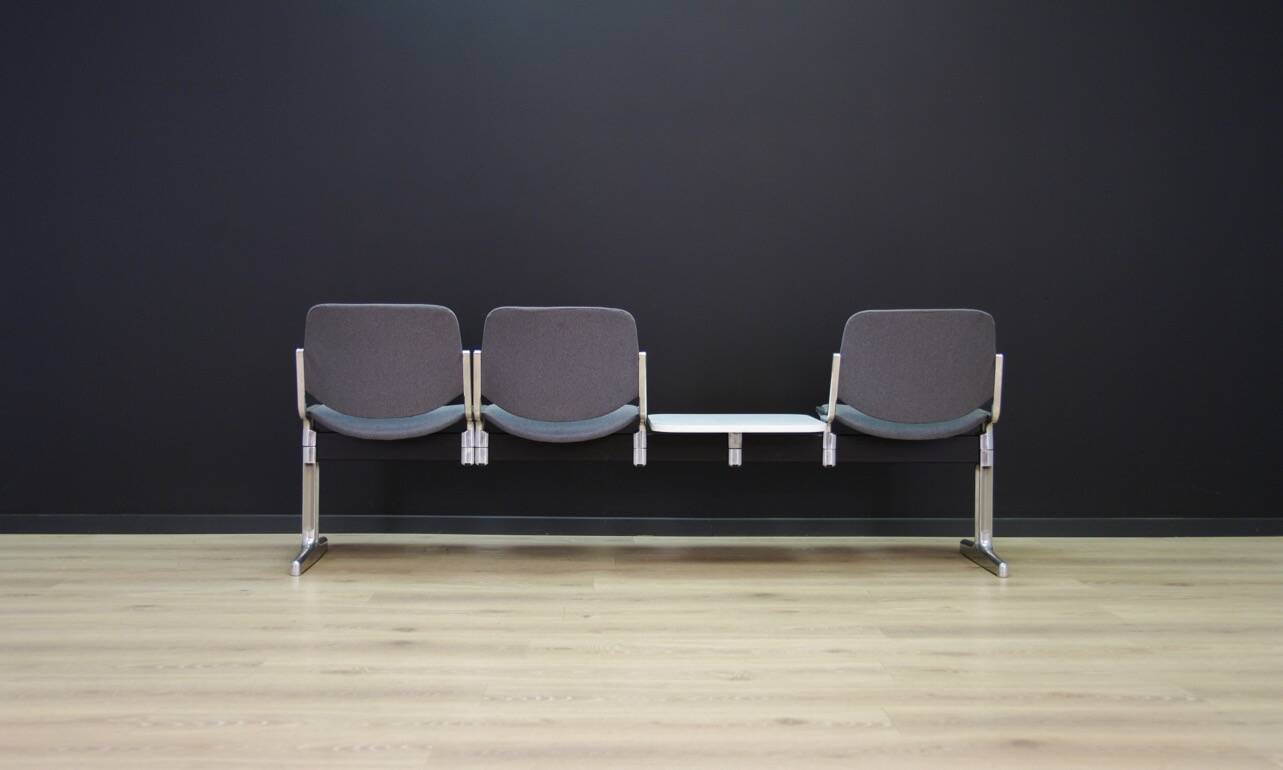 Grey aluminium bench, Danish design, 1960s, production: Denmark